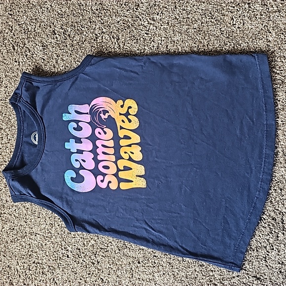 Navy Sleeveless Top with Colorful Print - Picture 1 of 4